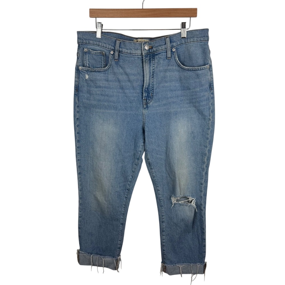 Madewell Perfect Vintage Jean Destroyed Edition Sz 32 Distressed Denim High Rise